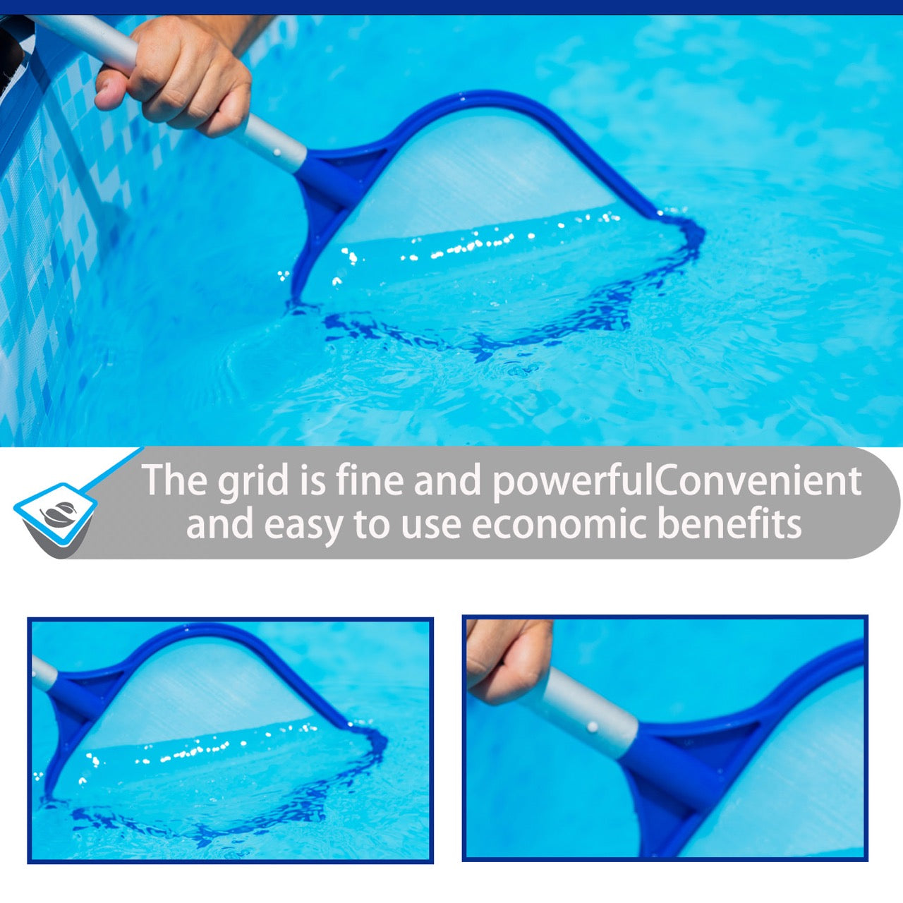 Hxeternal Swimming Pool Cleaner Supplies/Professional Heavy Duty Pool Leaf Rake Fine Mesh Frame Net/Swimming Pool Cleaning Leaf Skim Net