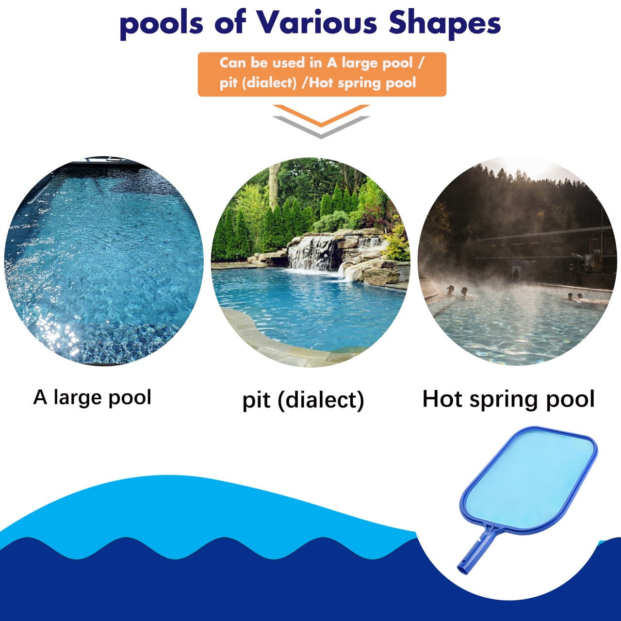 Hxeternal Swimming Pool Cleaner Supplies/Professional Heavy Duty Pool Leaf Rake Fine Mesh Frame Net/Swimming Pool Cleaning Leaf Skim Net