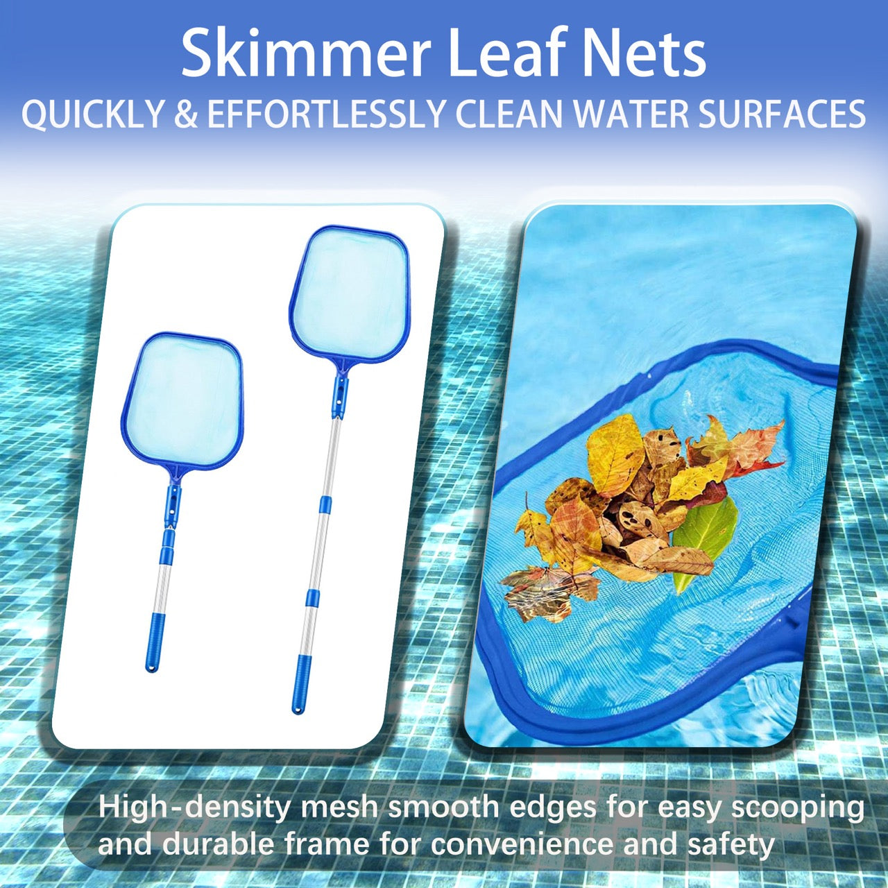 Hxeternal Swimming Pool Cleaner Supplies/Professional Heavy Duty Pool Leaf Rake Fine Mesh Frame Net/Swimming Pool Cleaning Leaf Skim Net