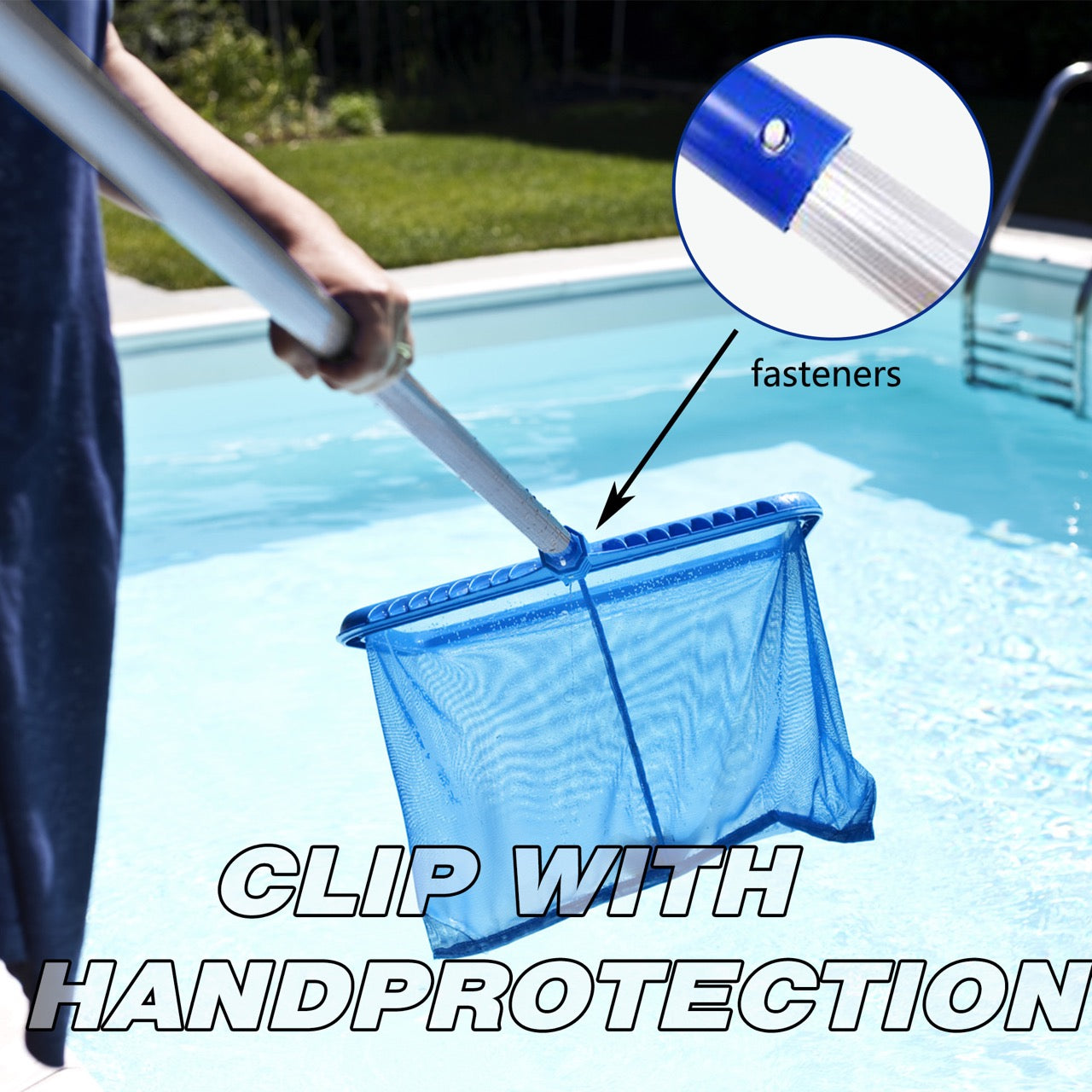 Hxeternal Pool Supply Professional Heavy Duty 20" Swimming Pool Leaf Rake with Deep 16" Net Bag - Fine Mesh Netting, Easy Scoop Edge - Fast Cleaning, Debris Pickup Removal, Fits Standard Swimming Pool